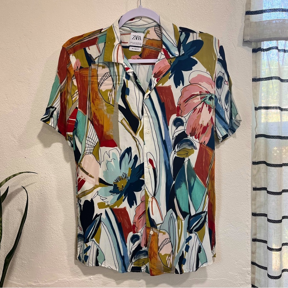 Zara Multi-Colored Print Button Down - image 1